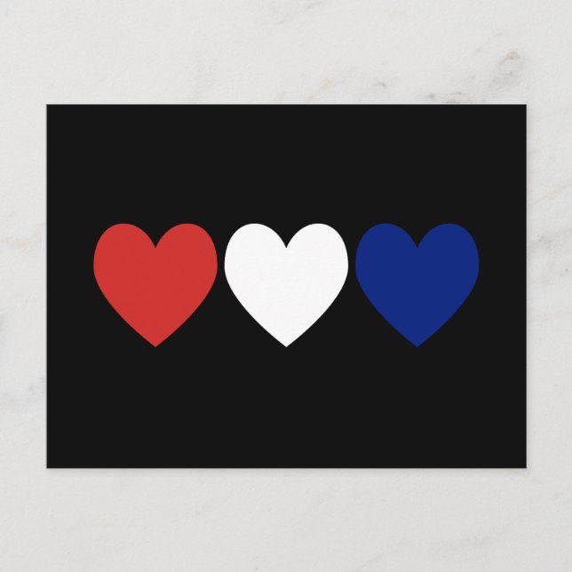 Red White and Blue Hearts Postkarte (Vorderseite)