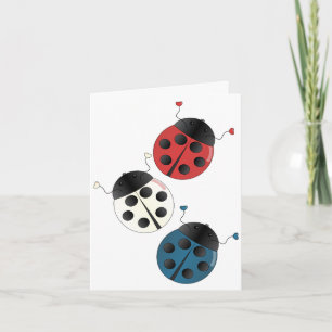 Red White and Blue Ladybugs Karte