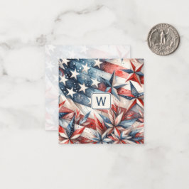 Red White and Blue Monogram Note Card Mitteilungskarte