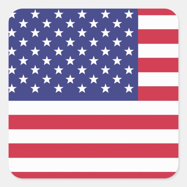 Red White and Blue Patriotic American Flag Quadratischer Aufkleber (Vorderseite)