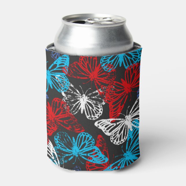 Red White and Blue Patriotic Butterfly Pattern Dosenkühler (Kanne Vorderseite)