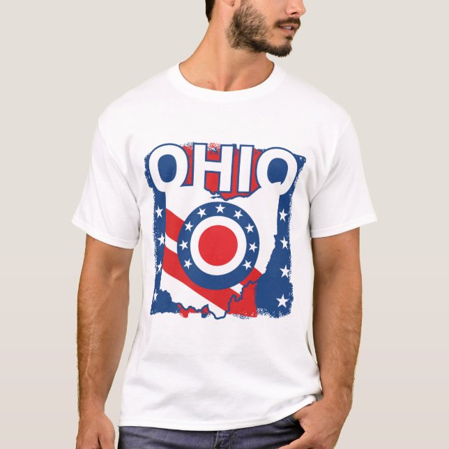Red White and Blue Patriotic Grunge Ohio T-Shirt (Vorderseite)
