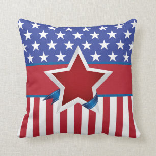 Red White and Blue Patriotic Star Pattern Kissen