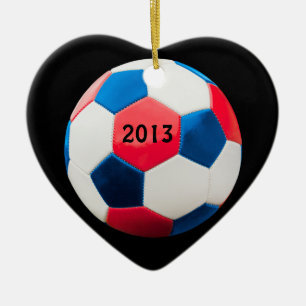 Red White and Blue Soccer Ball, Keramik Ornament