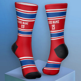 Red White and Blue Sport Jersey - Name Number Socken