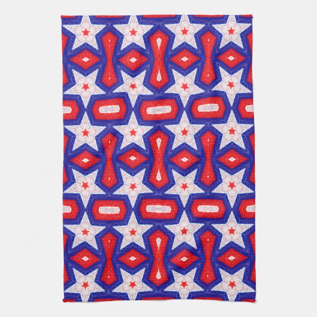 Red White and Blue Star Muster Geschirrtuch (Vertikal)