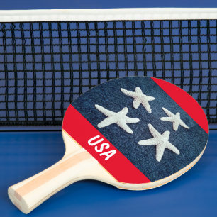 Red White and Blue Starfish Nautic Tischtennis Schläger