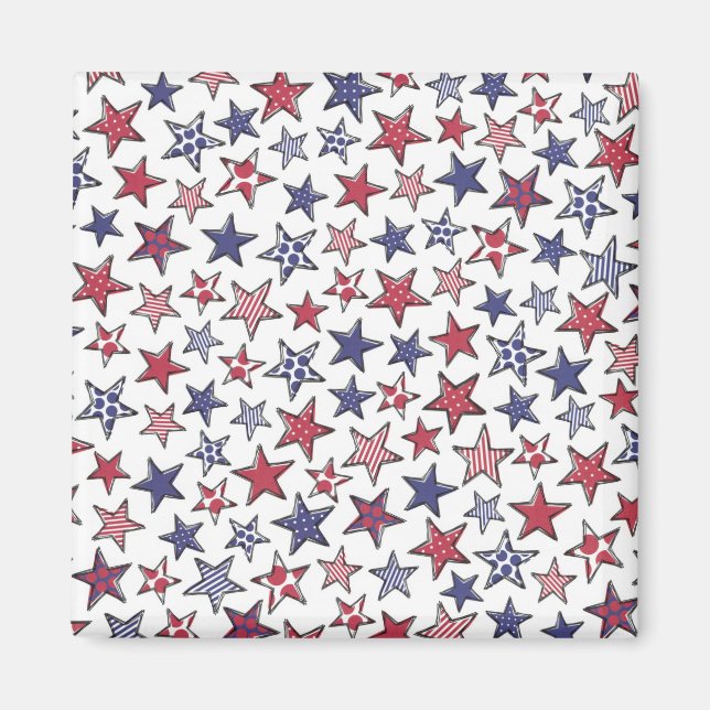 Red White and Blue Stars America Patriotic Magnet (Vorne)