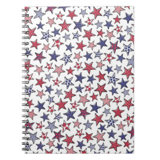 Red White and Blue Stars America Patriotic Notizblock