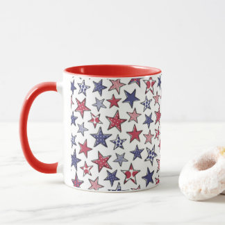 Red White and Blue Stars America Patriotic Tasse