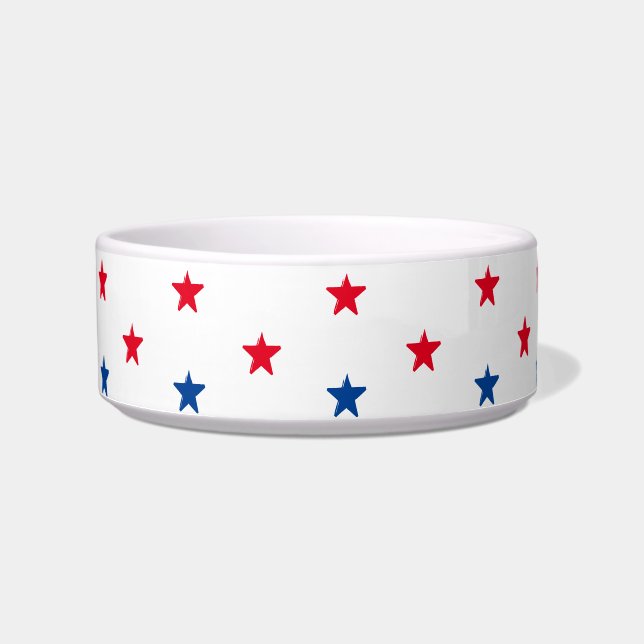 Red white and blue stars pattern dog cat pet Bowl Napf (Vorderseite)