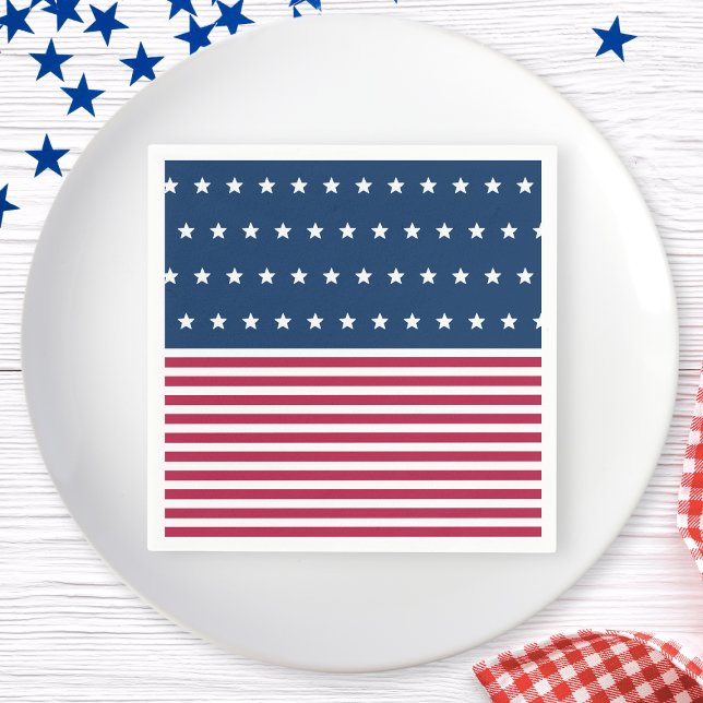 Red White and Blue Stars Streifen 4. Juli Party Serviette (Red White and Blue Stars Stripes 4th of July Party Napkins)