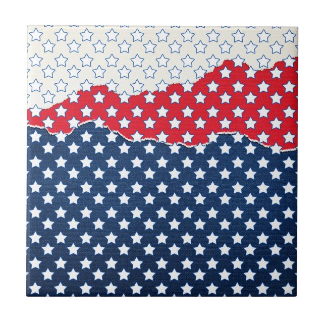 Red, White and Blue Stars (USA) (Vereinigte Staate Fliese (Vorderseite)