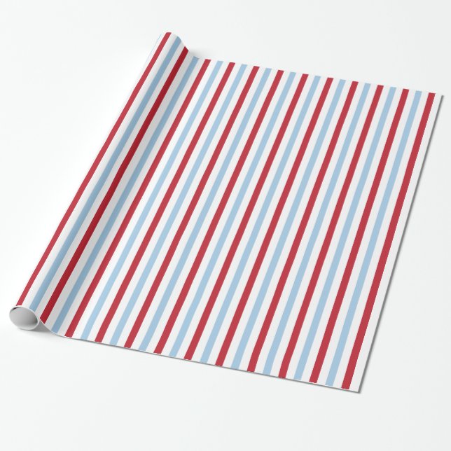 Red White and Blue Striping 4. Juli Geschenkwrap Geschenkpapier (Ungerollt)