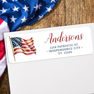 Red White and Blue US American Flag Rücksendeadres