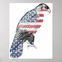 Red White and Blue USA Patriotic Eagle Art