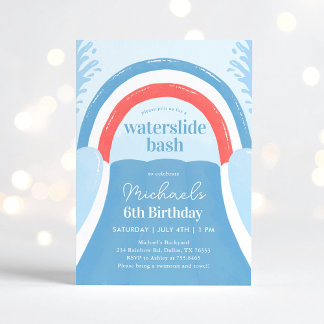 Red White and Blue Waterslide Bash Sommer Geburtst Einladung