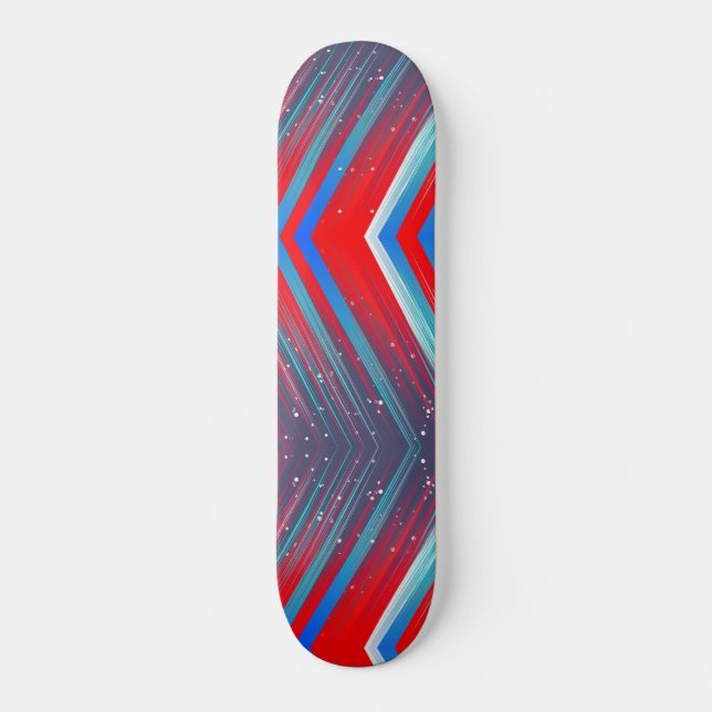 Red White and Blue Zig Zag Pattern Skateboard (Vorderseite)