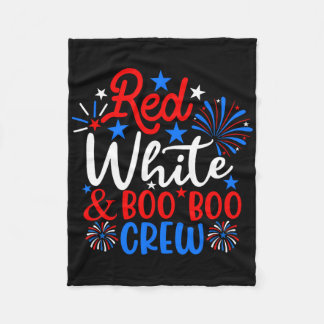 Red White and Boo Crew Funny 4. Juli Nurse Fleecedecke