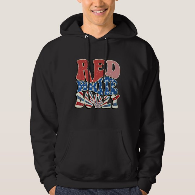 Red White And Boozy 4th Of July Drinking Crew Part Hoodie (Vorderseite)