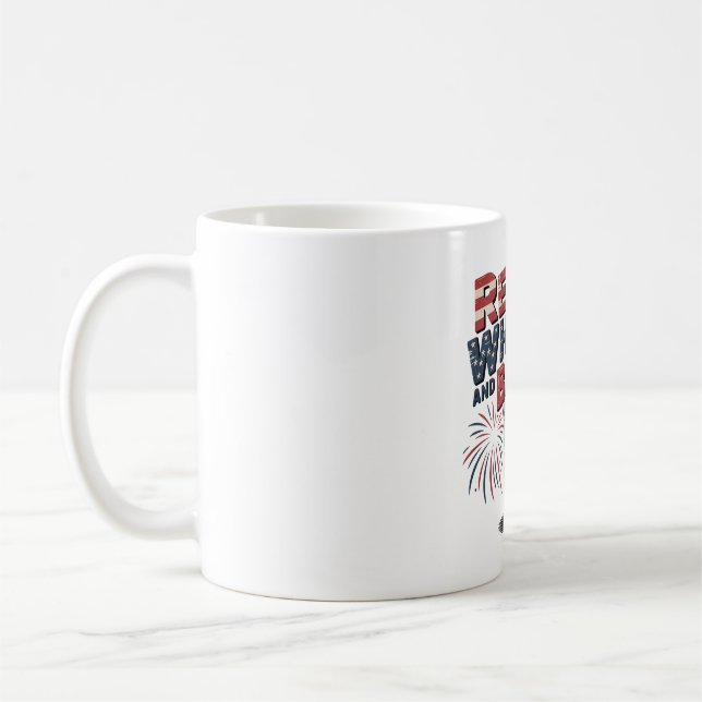 Red White and Brew Firework Design Kaffeetasse (Links)