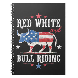 Red White and Bull Riding American Cowboys Notizblock