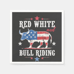 Red White and Bull Riding American Cowboys Serviette
