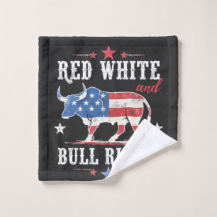 Red White and Bull Riding American Cowboys Waschlappen