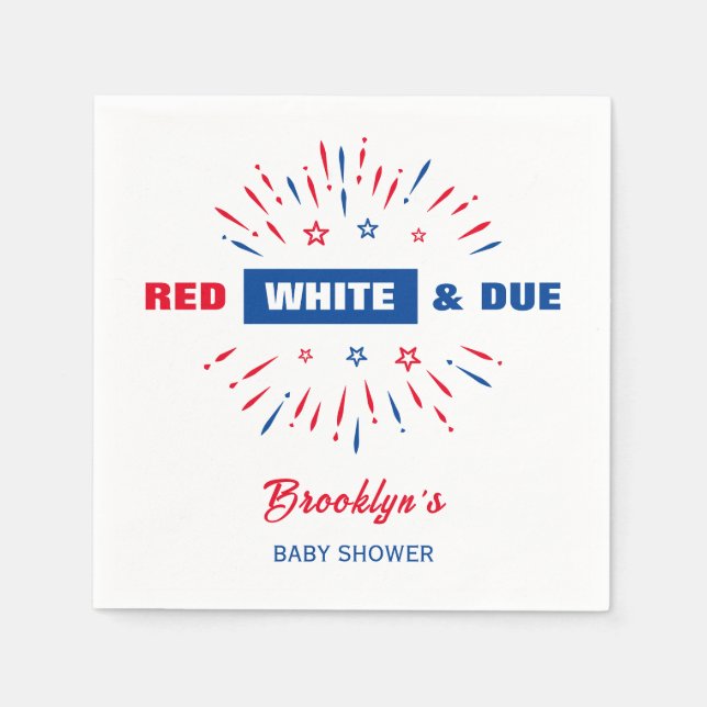 Red White and Due 4. Juli Patriotic Baby Dusche Serviette (Vorderseite)