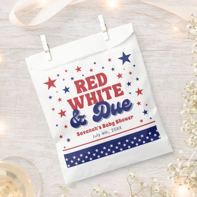 Red, White and Due 4 July Patriotic Baby Shower Geschenktütchen (Ausgeschnitten)