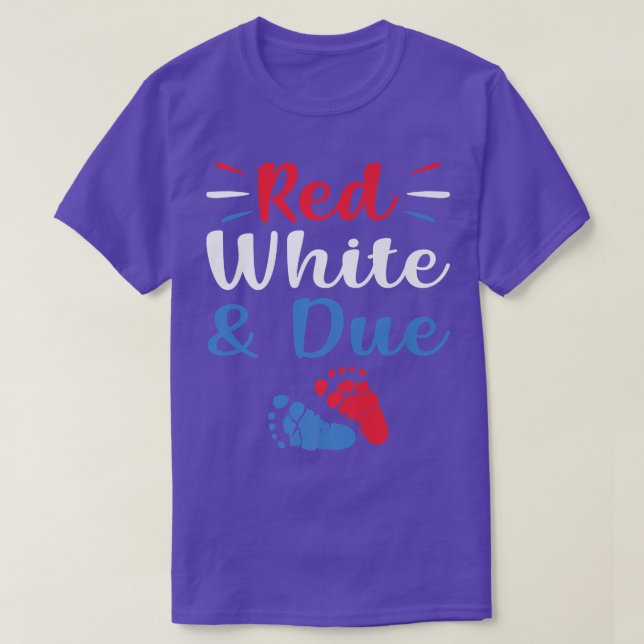 Red White And Due 4th of July Pregnancy Announceme T-Shirt (Design vorne)