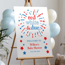 Red White and Due Baby Dusche Begrüßungszeichen