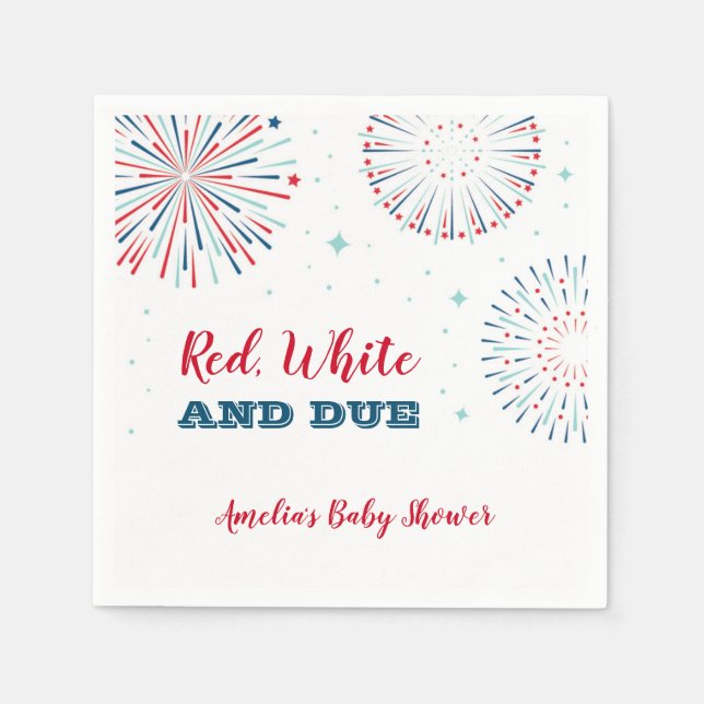 Red, White and Due Baby Dusche Napkin Serviette (Vorderseite)