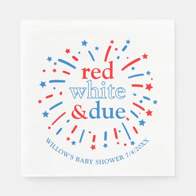 Red White and Due Baby Dusche Napkins Serviette (Vorderseite)