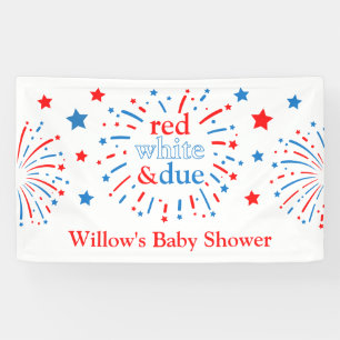 Red White and Due Baby Dusche Vinyl Banner