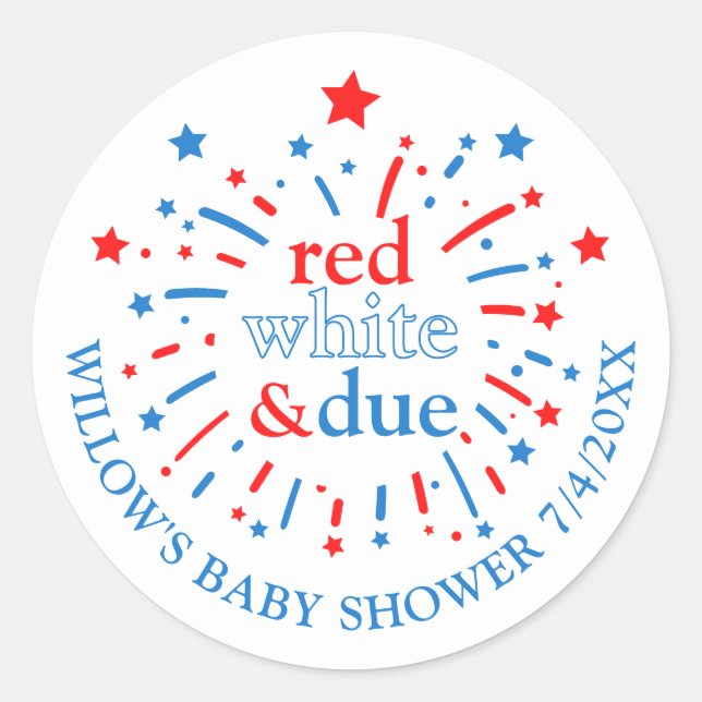 Red White and Due Baby Shower Stickers (Vorderseite)