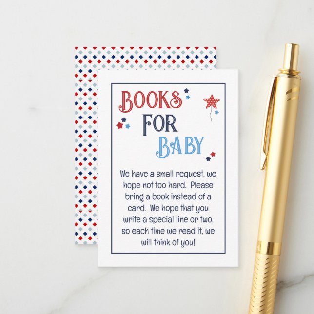 Red White and Due Books for Baby Begleitkarte (Vorderseite/Rückseite Beispiel)