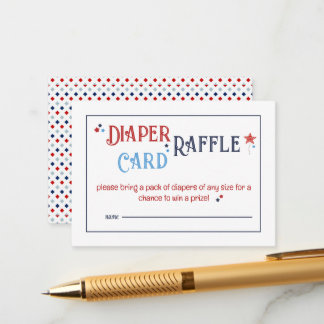 Red White and Due Diaper Raffle Card Begleitkarte