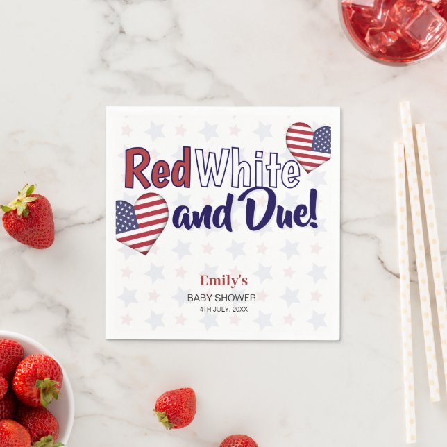 Red White and Due July 4. Patriotic Baby Dusche Serviette (Beispiel)