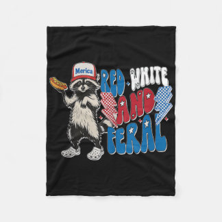 Red White and Feral Raccoon 4th of july Tank Top.p Fleecedecke