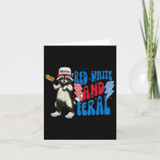Red White and Feral Raccoon Funny Usa 4. Juli Karte