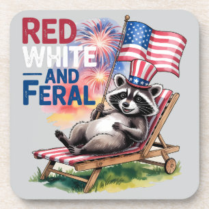 Red White and Ferry Raccoon Getränkeuntersetzer
