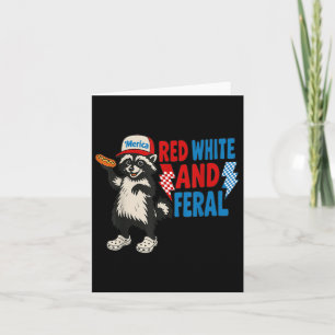 Red White and Ferry Raccoon Hot Dog Usa Flag 4. O Karte