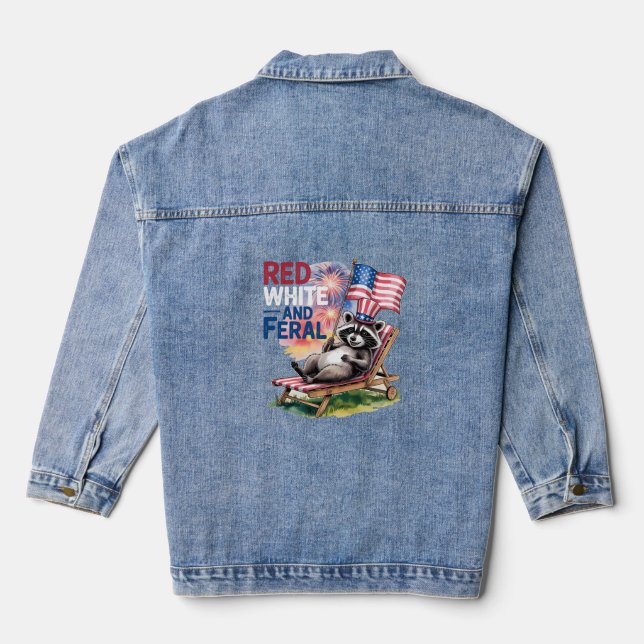 Red White and Ferry Raccoon Jeansjacke (Rückseite)