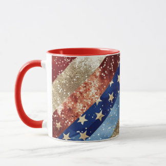 Red White and Gold Americana Custom Tasse