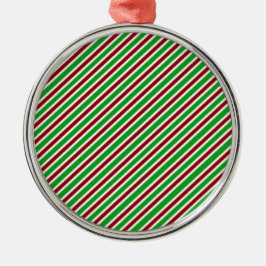 Red, White and Green Stripes Ornament Aus Metall
