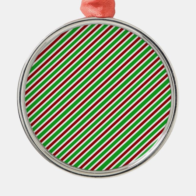Red, White and Green Stripes Ornament Aus Metall (Vorne)
