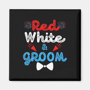Red White and Groom Funny Wedding Party 4. Juli Magnet