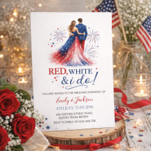 Red White and I do Wedding Invitation