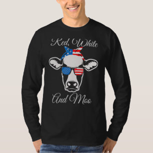 Red White and Moamerikanisches Flag Kuh 4. Juli T-Shirt